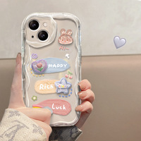 Coque de téléphone antichoc en TPU à motif vague mignon pour iPhone 13 14 15 16 17 18 Pro Max