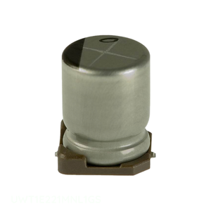 Condensador SMD de Montaje Superficial UWT1E221MNL1GS de 220 uF, 20%, 25V, de Aluminio, del Fabricante Channel - Product Image 1