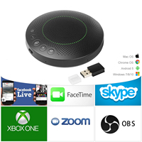 Haut-parleur de conférence sans fil portable, microphone de table de conférence omnidirectionnel à 360 degrés et système de haut-parleur sans fil