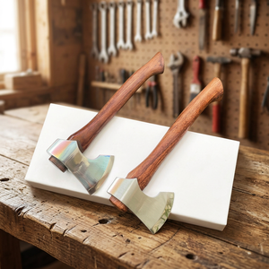 Hache de montagne miniature industrielle personnalisée en acier inoxydable avec manche en bois de rose, hachette tactique de poche exquise en bois, EDC pour le camping - Product Image 3