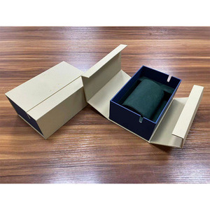 Caja de Regalo para Reloj de Papel de Lujo con Logotipo Personalizado, Caja de Embalaje para Reloj de Pareja con Doble Ranura, Caja de Reloj Rígida Beige con Cierre Magnético y Terciopelo - Product Image 6