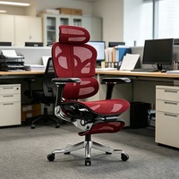 Chaise de bureau ergonomique pivotante en maille respirante avec repose-pieds, chaise d'ordinateur inclinable en tissu moelleux avec support lombaire à trois zones