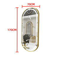 Miroir de Salon de Coiffure XFMC en Gros, Table Dorée de Luxe pour Salon de Coiffure, Miroir de Barbier Suspendu avec Lumière LED