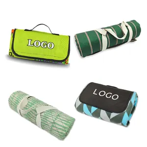 OEM ODM Custom Design Polyester Waterproof Picnic Picknick Blanket Portable Foldable Beach Mat For Outdoor Activities