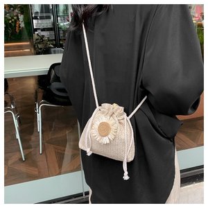 กระเป๋าถือสะพายไหล่โครเชต์สำหรับผู้หญิง กระเป๋าโท้ทถักไหมพรม กระเป๋าช้อปปิ้ง กระเป๋าเก็บของอเนกประสงค์ - Product Image 2