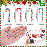 Ychon 60pcs coloré noël mignon canne en bonbon ensemble accessoires de bricolage forme de canne en bonbon pour petite décoration de gâteau