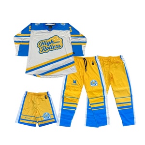 Set Jersey Hoki Es Poliester Berkualitas Tinggi dengan Celana dan Celana Pendek, Cetak Sublimasi Kustom Nama Tim, Jersey Latihan Hoki - Product Image 1