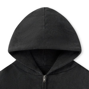 <b>Black</b> Custom French Terry Hoodies No <b>Strings</b> Cotton Oversized Embroidery Thick Heavy GSM Men Hoodies Blank - Product Image 5