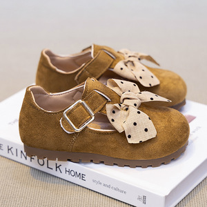 <span class=keywords><strong>Stivaletti</strong></span> Mary Jane retrò in pelle scamosciata per bambine, con fiocco, suola morbida antiscivolo, chiusura in velcro, traspiranti e leggeri, per l'autunno - Product Image 1