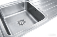 Évier de cuisine moderne en acier inoxydable à cuve unique carrée de petit diamètre, 90x50, avec égouttoir, installation encastrée ou surélevée, vente en gros