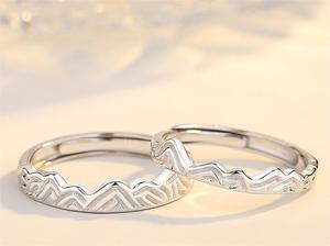 Berg <span class=keywords><strong>925</strong></span> Sterling Zilveren Paar Ringpaar Heren En Vrouwen Niche Design Premium Gevoel Open Ring - Product Image 4