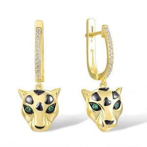 Hot Selling Trendy Fashion Jewelry Gift Leopard Cubic Zirconia 925 Sterling <b>Silver</b> Enamel <b>Earring</b> <b>for</b> Women <b>Men</b> - Product Image 1