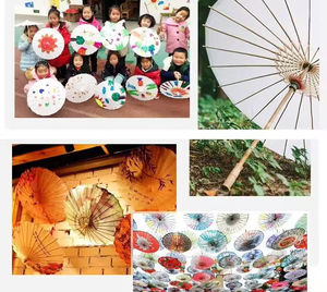 Parapluie en papier huilé blanc vintage en bois pour décorations de plafond, accessoire de danse pour femmes, mariage, fête, Noël, maison, et pour photos DIY - Product Image 5