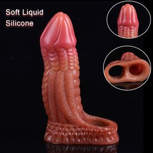 FAAK Silicone Penis Sleeve Adult Sex <b>Toys</b> <b>for</b> <b>Men</b> Delay Ejaculation Extender Multi Color Reusable Condoms Cock Enlargement - Product Image 1