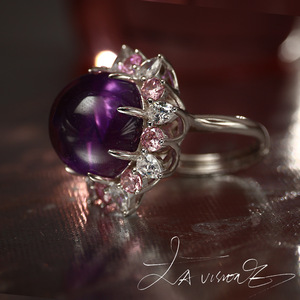 Anillo de Mujer de la Serie Otherworld con Incrustaciones de Amatista y Circonita Cúbica, para Aniversario, Origen HK - Product Image 1