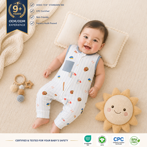 Combinaison bébé YKK à fermeture éclair bidirectionnelle avec poignets mitaines repliables en coton spandex doux – Prix abordable - Product Image 3