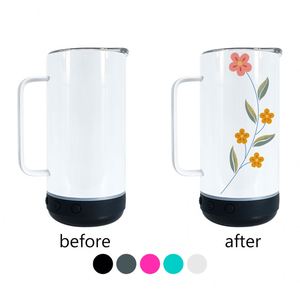 ส่งฟรี ขวดน้ำอัจฉริยะสำหรับกิจกรรมกลางแจ้ง ขนาด 14 ออนซ์ สีขาว สำหรับงานซับลิเมชั่น พร้อมฝาปิดและลำโพงในตัว - Product Image 1