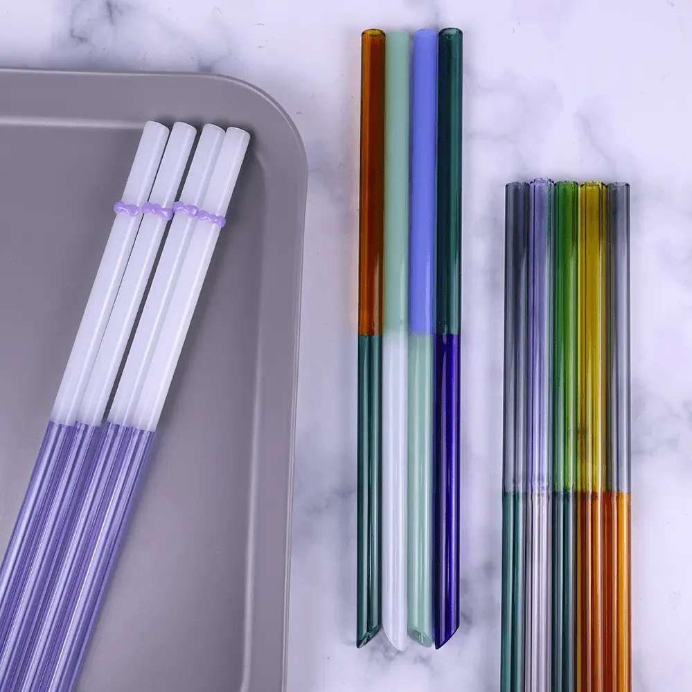 Professional Manufacture bent and straight drinking glass straw with case glass straw set