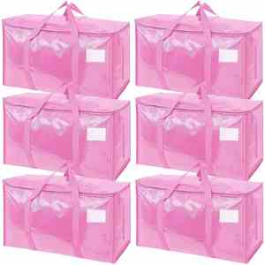 10 Pack Heavy Duty Water Resistant Polypropylene Clear Storage Moving <b>Bags</b> Lid Handles Tag Zippers Extra Large Totes for - Product Image 3