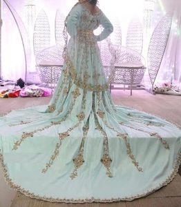 ATIYA LIBAS elegante y hermoso bordado pesado marroquí Lehenga Choli longitud del suelo con vestido de novia de rastro largo-2019 - Product Image 3