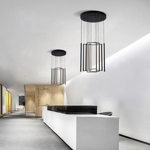 Lámpara Colgante LED Negra, Personalizada, Decorativa, de Lujo, para Vestíbulo de Hotel, Lámpara de Araña - Product Image 5