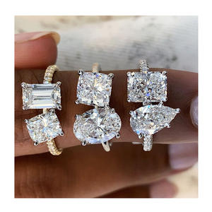 Fabricante de Joias de Qualidade Bijoux Design Anéis de Noivado Femininos de <span class=keywords><strong>Moissanite</strong></span> em Prata 925 e Ouro 14K com Diamantes Joias Personalizadas - Product Image 1