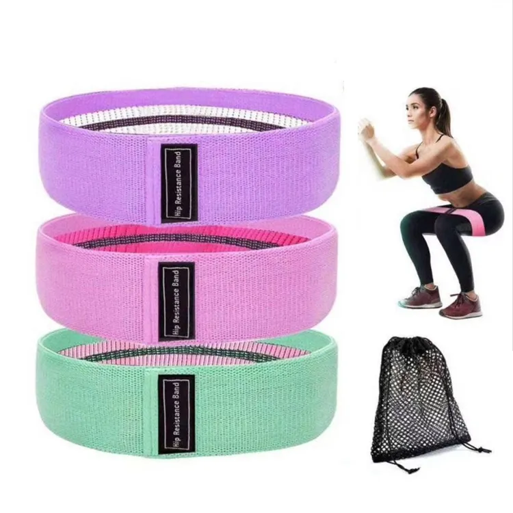 Großhandel Custom Logo 3 Level Elastic Workout Fitness Yoga Anti Slip Baumwolle Stoff Loop Bands Hip Booty Bänder Widerstands bänder