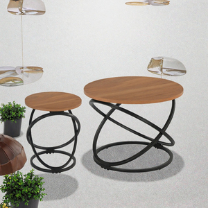 Table basse en teck moderne pour l'extérieur / Table d'appoint en métal KD pour l'intérieur, pour le bureau et le bar, pour le mobilier de salon - Product Image 3