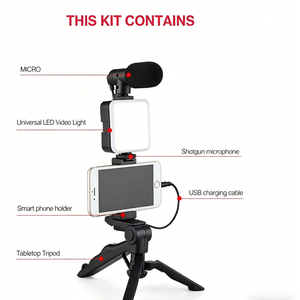 Kit de Video para Smartphone para Principiantes en Vlogs, AY-49, Luz LED, Micrófono, Trípode, Manos Libres, Blog, <span class=keywords><strong>Youtube</strong></span>, Cámara, Viajes - Product Image 2