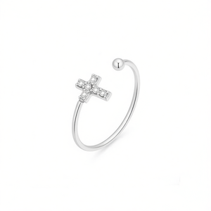 Amy Amy Fashion <b>Ring</b> A0158 <b>Cross</b> Shape 925 <b>Silver</b> Plated Cubic Zirconia Women's Religious Jewelry Gift Daily Wear - Product Image 3
