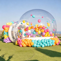 Zhenmei Maison Bulle Gonflable en PVC avec Plateforme de Saut, Ventilateur Intégré, Installation Facile, Tente Dôme Transparente, Matelas Gonflable pour