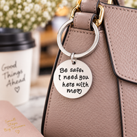 Pendentif Breloque Écologique en Métal Gravé « Soyez en sécurité, je vous ai besoin ici près de moi » pour Porte-clés, Sac à Clés, Fabrication DIY