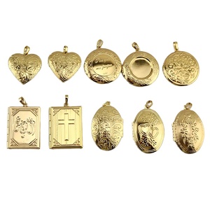 CZ8777 oro placcato in stile Vintage 18k motivo a fiocco di fiori ovale cuore rotondo Allah segreto messaggio <span class=keywords><strong>libro</strong></span> foto ciondolo foto medaglione - Product Image 2