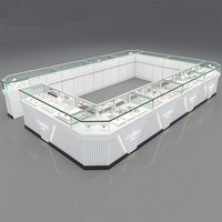 Comptoir de magasin de bijoux de luxe moderne, design en verre et bois, table d'exposition de bijoux, vitrine de montres et de bijoux