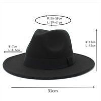 Topi Fedora Lebar Berbahan Felt untuk Musim Gugur dan Musim Dingin, untuk Wanita dan Pria, Model Fashionable, Topi Jazz Outback dengan Pita dan Logo Kustom
