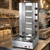 Machine à Kebab Shawarma Chuanbao CG-960Q à 5 Brûleurs au Gaz, Certifiée CE, Nettoyage Facile, Acier Inoxydable, Garantie 1 An