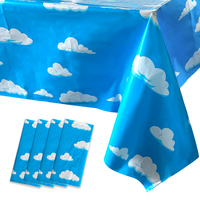 Nappe jetable en plastique PE rectangulaire motif ciel bleu et nuages blancs pour décorations de fête d'anniversaire d'enfants et de baby shower