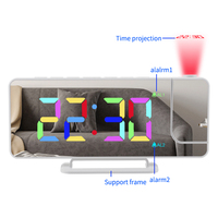 Projectie LED-klok met USB-telefoonoplader RGB digitale bureau- en tafelwekker voor auto Digitale autoklok