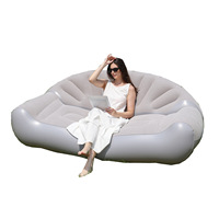 Canapé gonflable en PVC à double dossier en éventail, floqué, portable, pour camping en extérieur, modèle AA027, directement de l'usine, prêt à être expédié