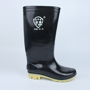 Men's High Top Rubber <b>Boots</b> <b>Black</b> Mid Calf <b>Work</b> Rain <b>Boots</b> Non Slip Fleece Lined Warm Mining <b>Boots</b> Low Heel Standard Thickness - Product Image 4