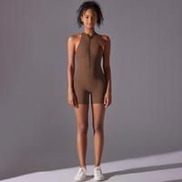 Combinaison de sport athlétique à dos croisé, effet seconde peau, compression, pour yoga et fitness, avec effet froncé push-up fessier, sans manches