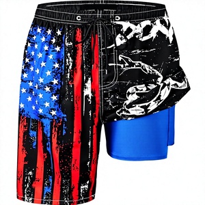 Men American Flag Print <b>Board</b> Shorts Quick Dry Swim Trunks with Pockets Drawstring Waist Beach Wear - Product Image 1