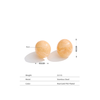 Boucles d'oreilles clous en résine texturée XY 5924, plaquées or, en acier inoxydable, géométriques, sphériques, pour femmes