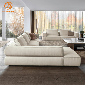 Canapé d'angle modulaire en forme de L pour salon, en tissu velours et acier inoxydable, idéal pour appartement, centre commercial, hôtel - Product Image 2