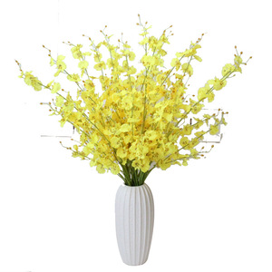 Bouquet de fleurs artificielles Wen Hope Dancing Orchid, fleurs en soie jaunes, décoration florale pour mariage, décoration de la maison - Product Image 4