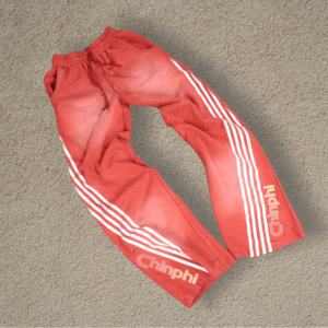 New Fashion Thick Cotton Wide <b>Leg</b> Sweatpants Men Custom logo Printed Acid Washed Stripe Sweatpants - Product Image 3