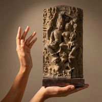 Sculpture Lakshmi Narayan de 12 pouces, idole hindoue Vishnu Lakshmi, art de temple inspiré du XIIe siècle, décoration religieuse