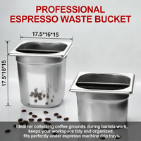 Petite boîte à café en acier inoxydable avec base en caoutchouc pour barista, conteneur intégré pour les restes de café, boîte à café expresso