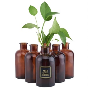 Décoration d'intérieur, <span class=keywords><strong>vase</strong></span> en verre ambré <span class=keywords><strong>rond</strong></span> de 65 ml, <span class=keywords><strong>vase</strong></span> en verre ambré vintage pas cher pour fleurs séchées - Product Image 1