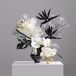 Susunan Tanaman <span class=keywords><strong>Phalaenopsis</strong></span> Buatan dalam Pot Keramik, Bunga Indoor Buatan - Product Image 1